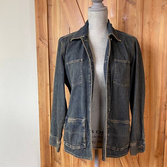 Duluth Trading Co Button Denim Shacket size M - Picture 2 of 10